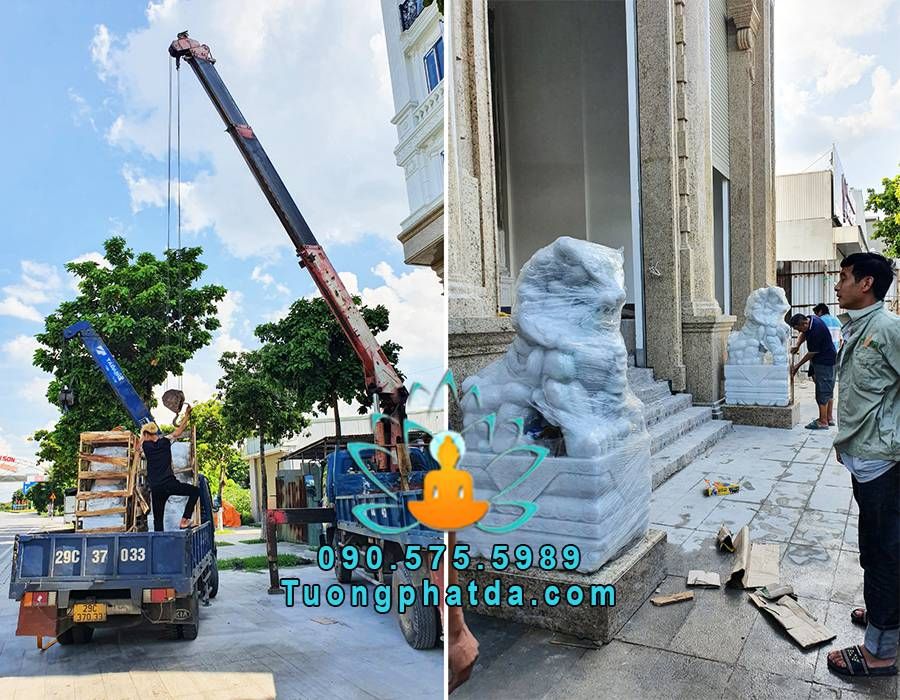 Tượng kỳ lân đá để cổng đẹp cho công ty tại Hà Nội