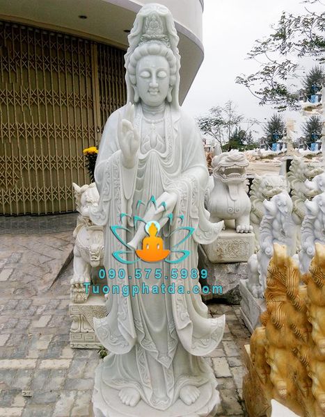 Tượng Phật Bà Quan Thế Âm Cỡi Rồng Đá Trắng Non Nước Đà Nẵng