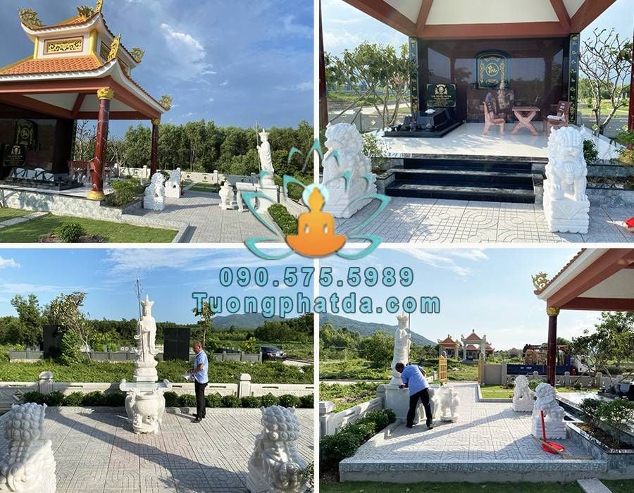 Lắp đặt hoàn thiện tượng địa tạng bằng đá tại nghĩa trang