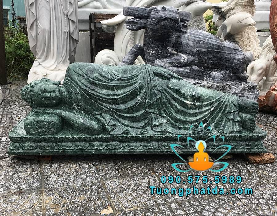 Tượng phật nhập niết bàn đá cẩm thạch xanh Ấn Độ (Napoli)