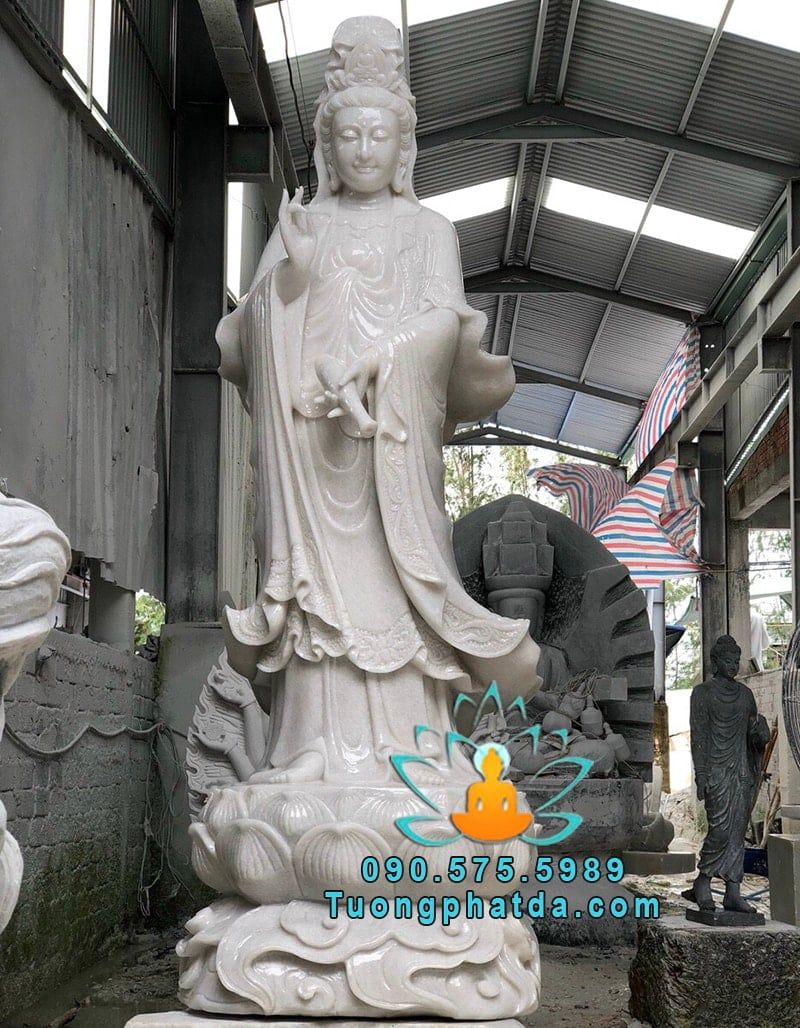 Tượng Phật Quan Âm Bằng Đá Cẩm Thạch Đẹp Tại Đồng Nai