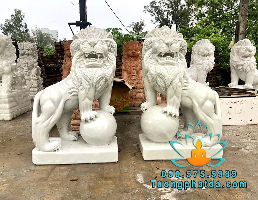 tượng sư tử đá phong thủy để cổng đẹp tại Song Toàn