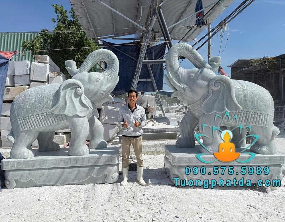 Tượng Voi Bằng Đá Phong Thủy Cao 2m Về Sài Gòn