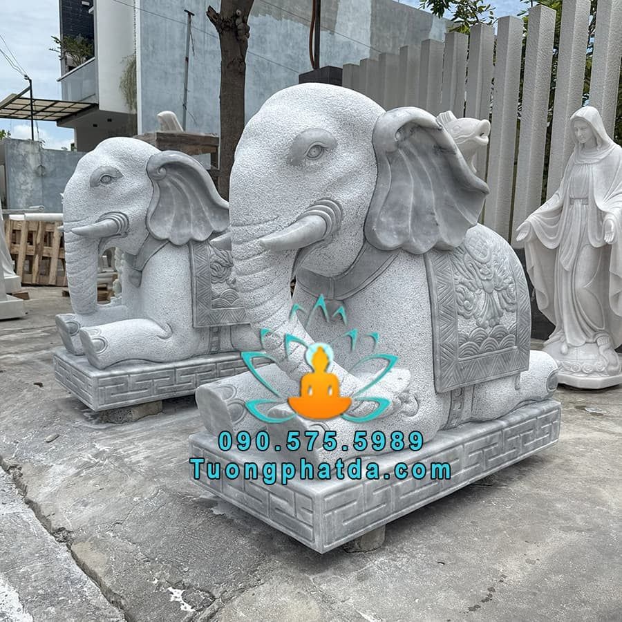 Tượng Voi Nằm Đá Xám Đẹp Tại Nam Định