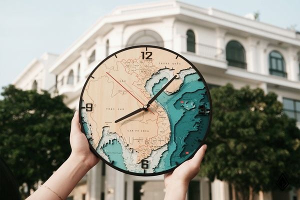 Khám phá đất nước trong hình hài mới qua đồng hồ bản đồ Việt Nam 34 tỉnh