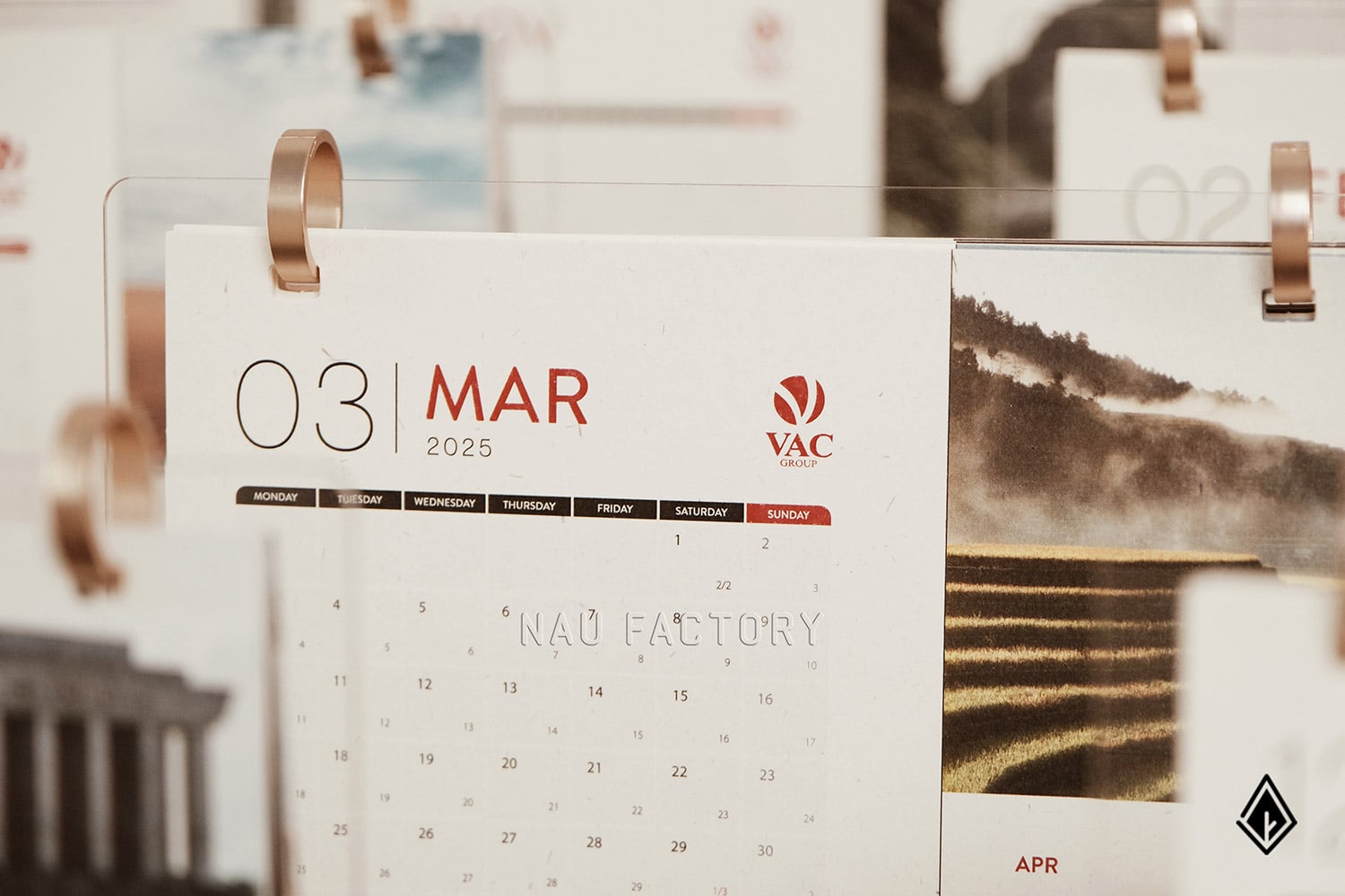 Lịch gỗ chữ U Maple