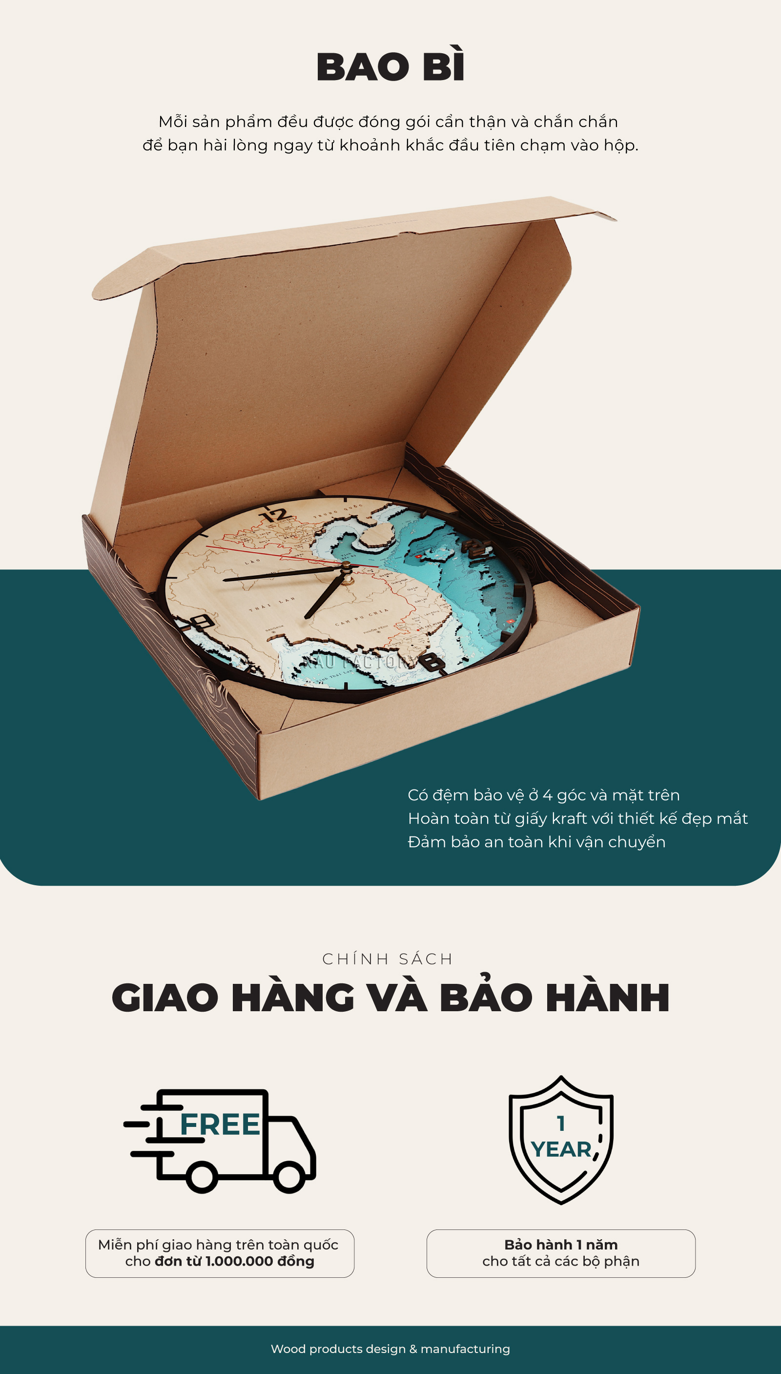 Đồng hồ gỗ để bàn bản đồ Việt Nam 34 tỉnh thành