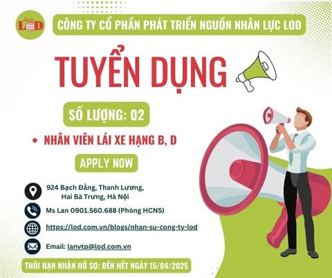 [TUYỂN DỤNG] 02 NHÂN VIÊN LÁI XE HẠNG B, D