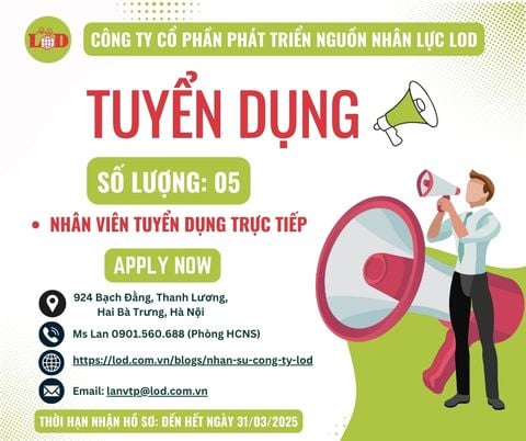 [TUYỂN DỤNG] 05 NHÂN VIÊN TUYỂN DỤNG TRỰC TIẾP