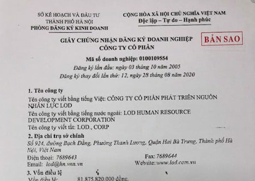 BUSINESS REGISTRATION CERTIFICATE