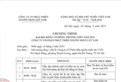 Hồ sơ Đại hội đồng cổ đông thường niên năm 2025 ngày 14/05/2025_Công ty CPPT Nguồn nhân lực LOD