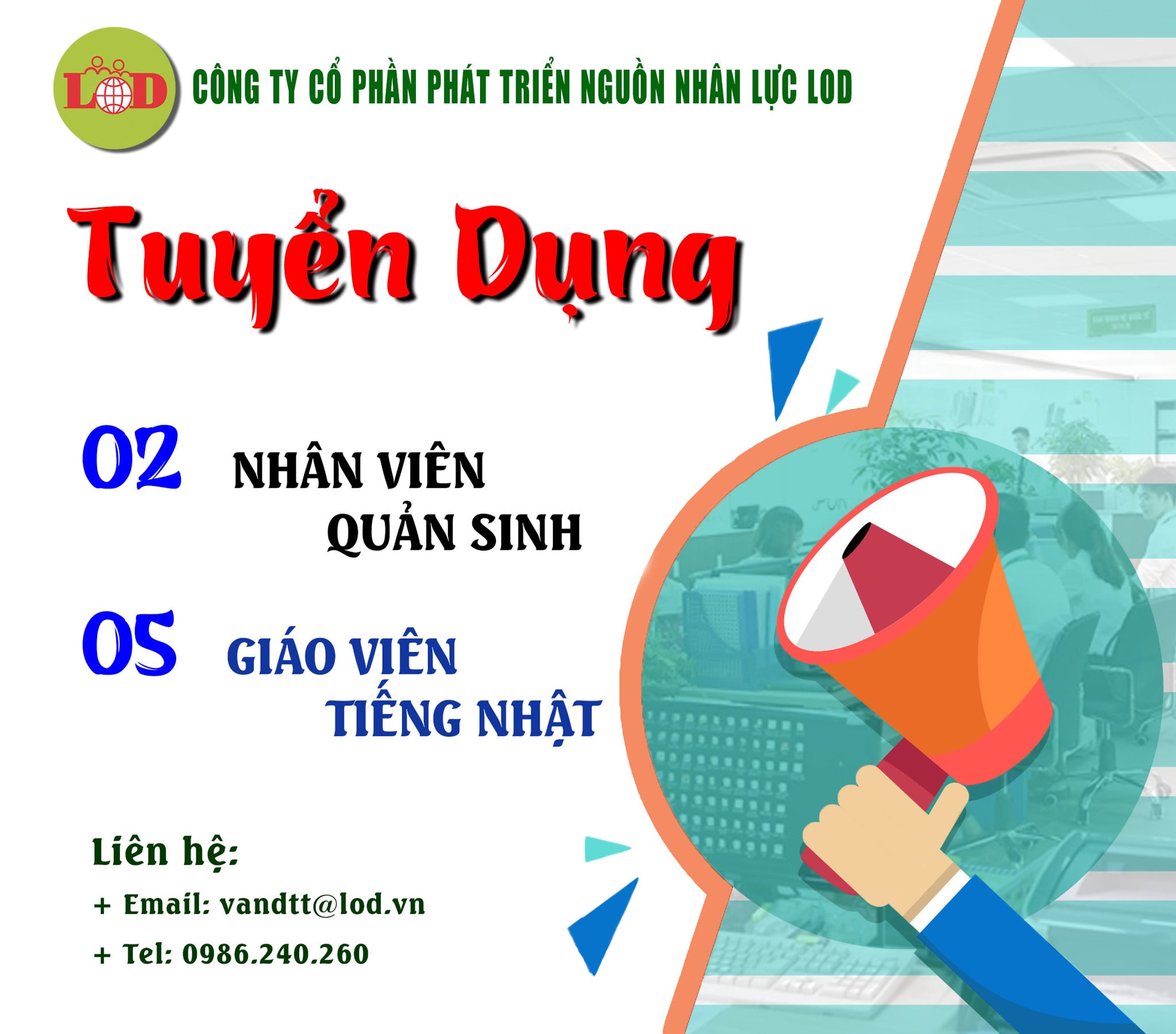 TUYỂN 02 QUẢN SINH & 05 GIÁO VIÊN TIẾNG NHẬT