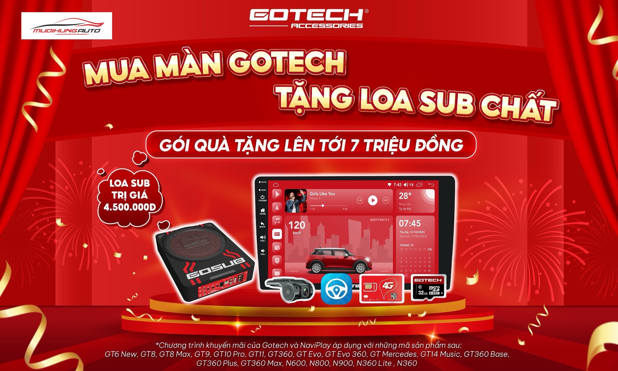 Siêu Sale Gotech - Mua màn Gotech, tặng loa SUB chất - Mười Hùng Auto