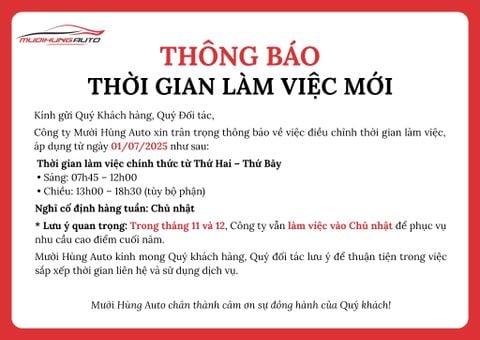 Thông Báo Điều Chỉnh Thời Gian Làm Việc Mới