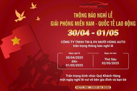 THÔNG BÁO LỊCH NGHỈ LỄ 30/04 - 01/05