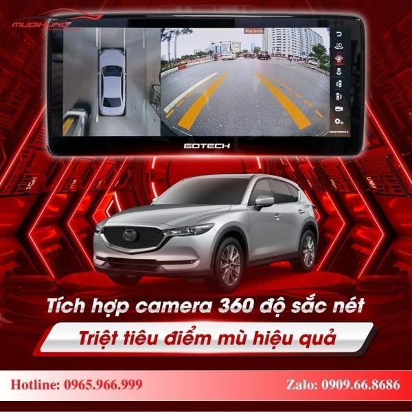Màn hình Gotech GT Mazda 360 Limited hỗ trợ lái xe an toàn với camera 360