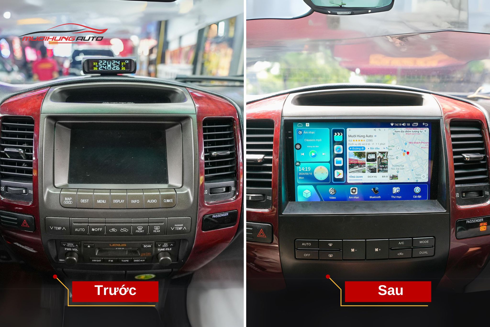 Trước và sau khi lắp màn hình Carteck M700 360 2K