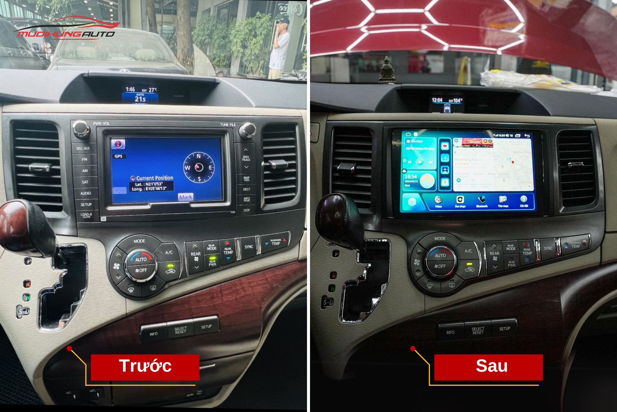 Trước và sau khi lắp màn hình Carteck M700 360 2K