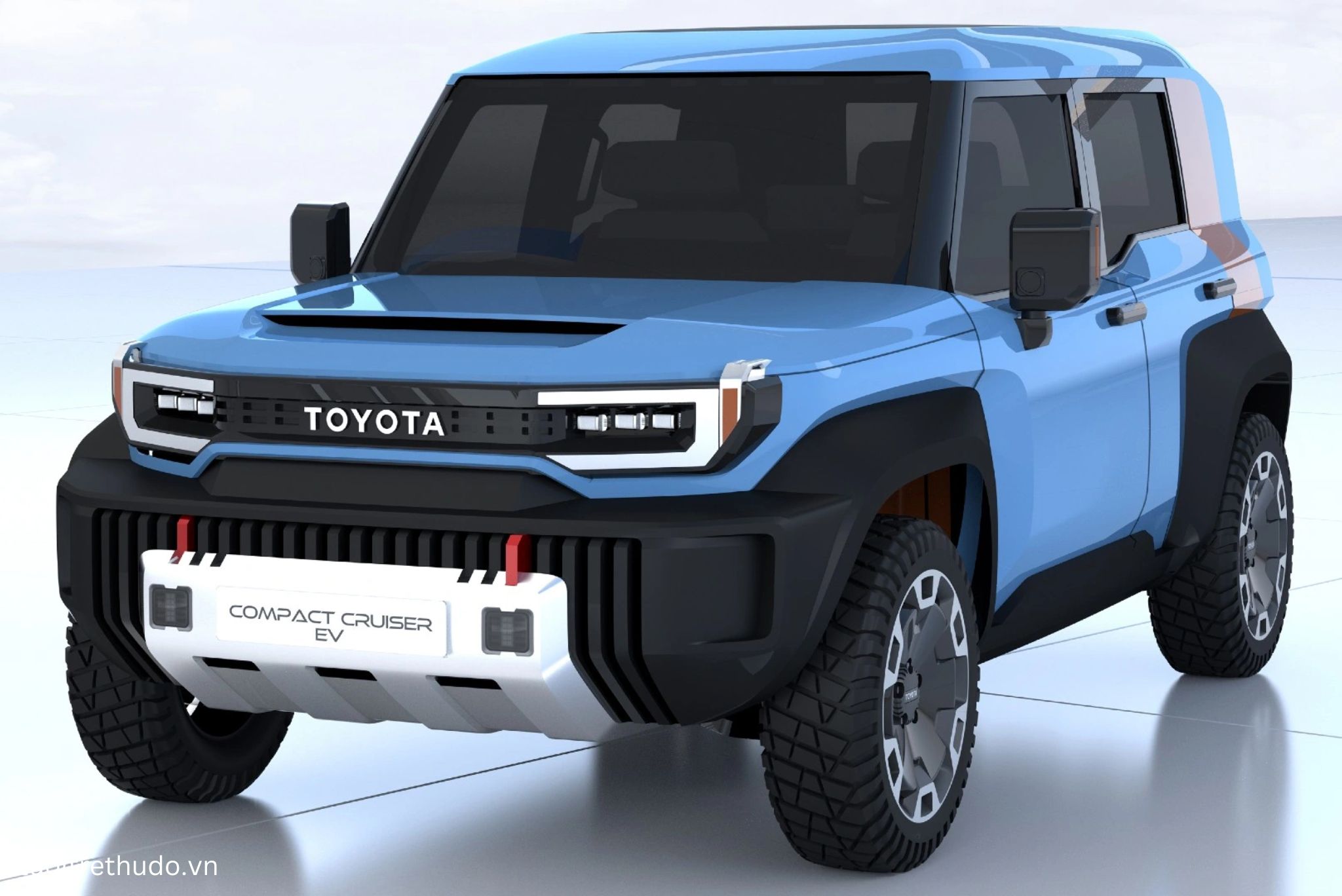 Đầu xe Toyota Mini Land Cruiser 2025 sở hữu ngôn ngữ thiết kế mạnh mẽ