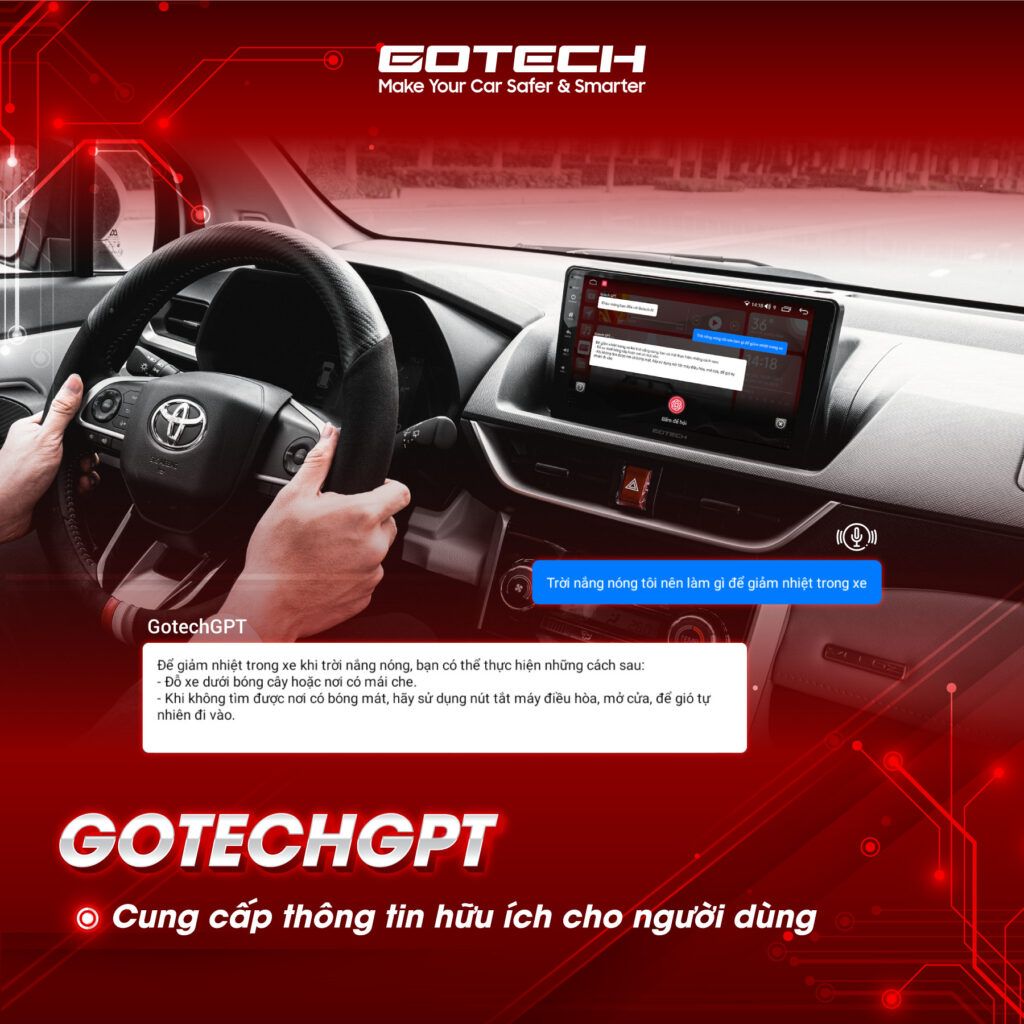 TRANG BỊ SIÊU TRỢ LÝ AI “GOTECHGPT”  TRÊN MÀN HÌNH Ô TÔ THÔNG MINH GOTECH