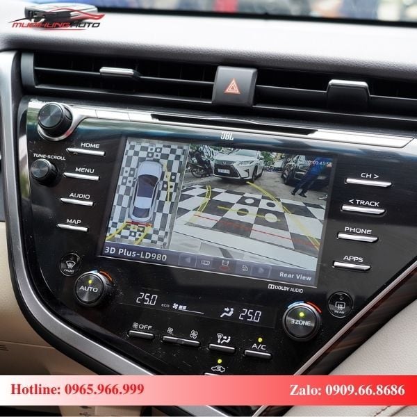 Camera 360 cho xe Toyota Camry 2019-2021 hiển thị đánh lái theo vô lăng