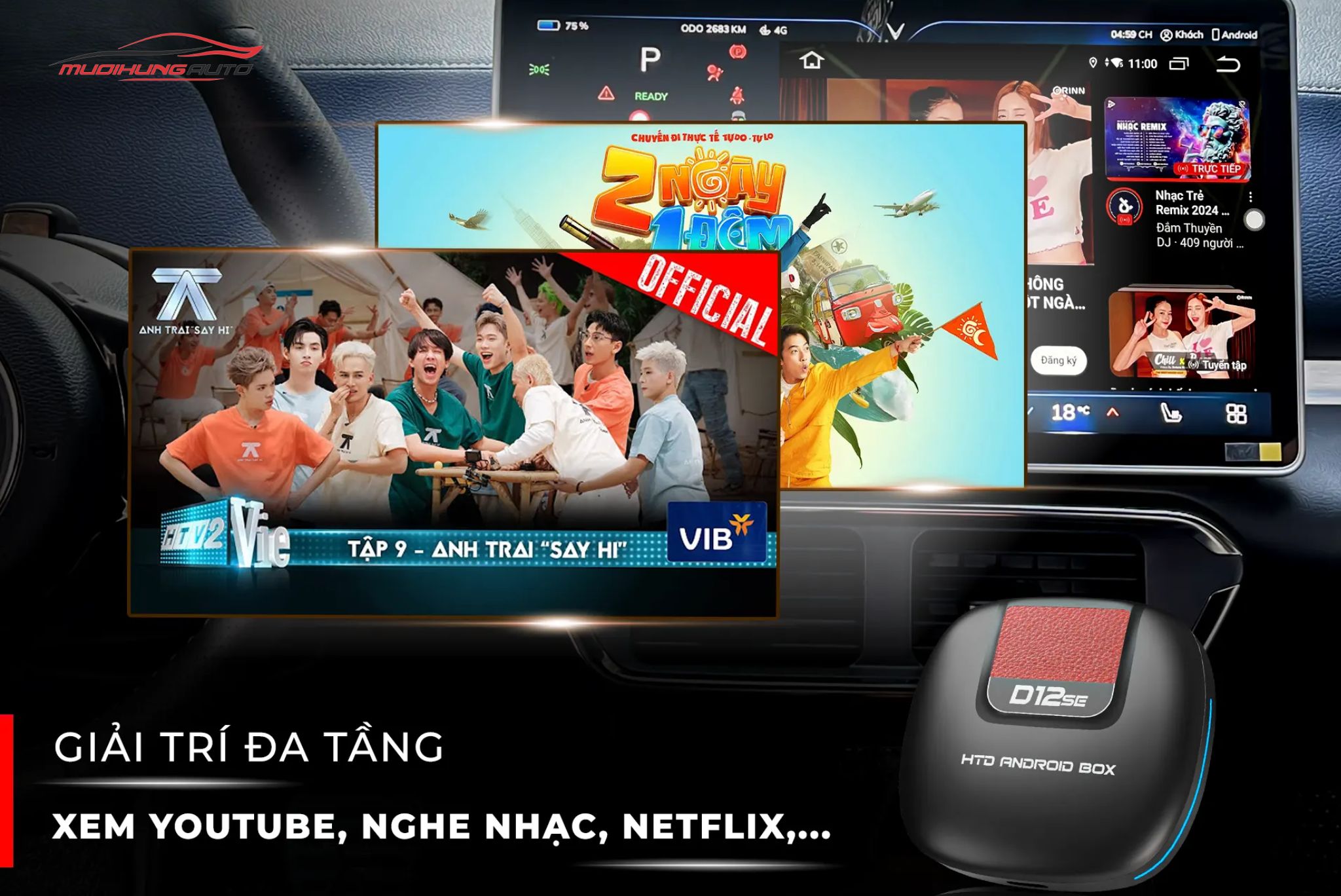 Android box cho ô tô HTD D12SE