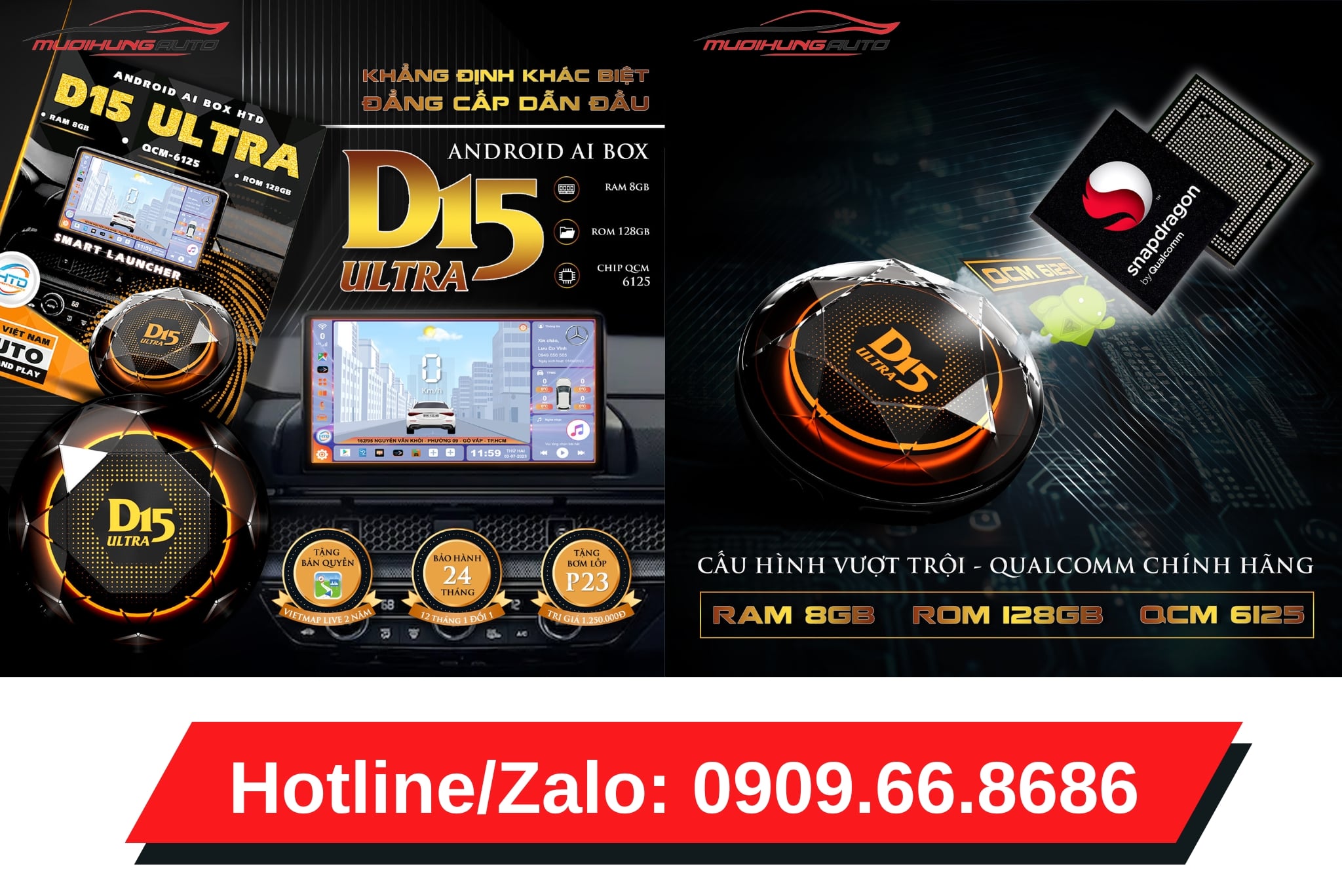 Android box cho ô tô HTD D15 Ultra