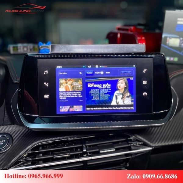 Android Box cho ô tô Peugeot 2008 2022 giải trí đa phương tiện