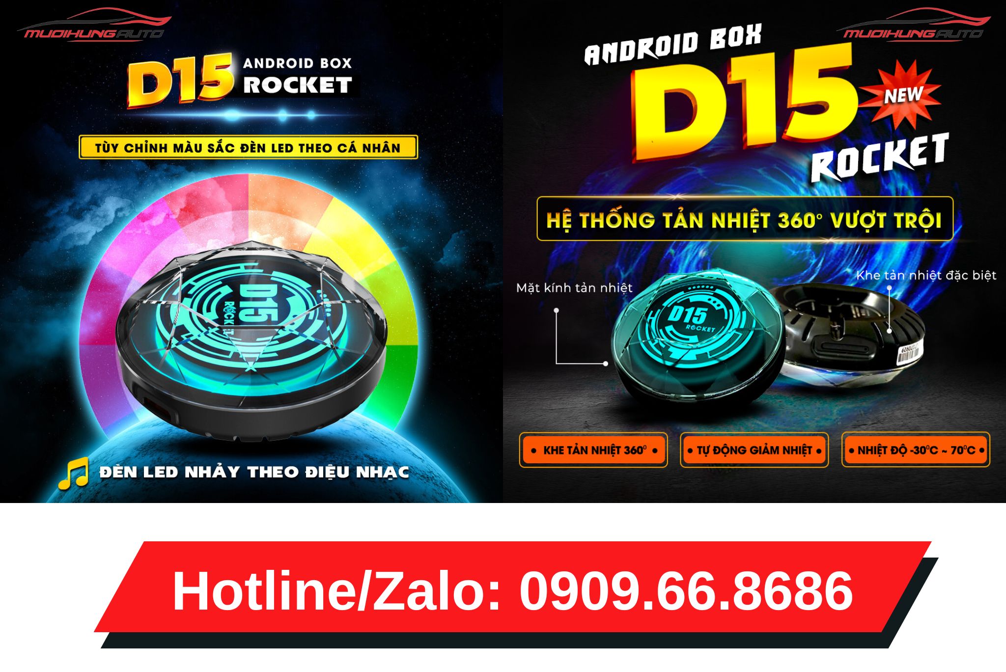 Android box ô tô HTD D15 Rocket