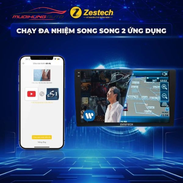 Android box Zestech DX165 plus chạy đa nhiệm song song