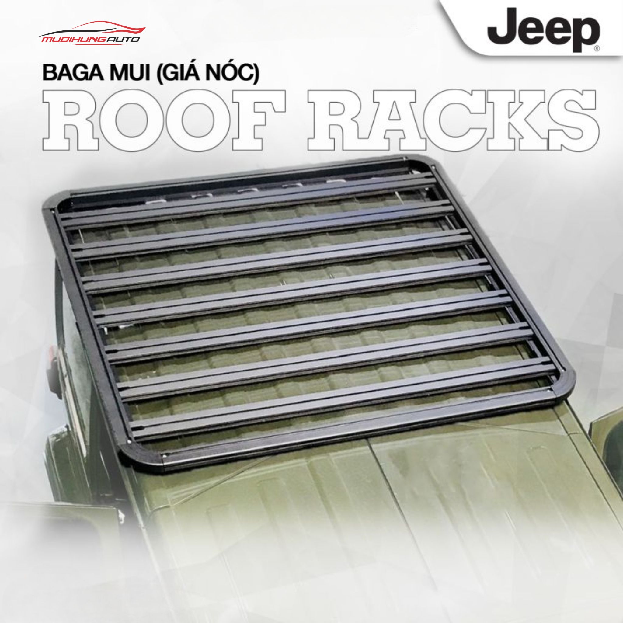 Baga mui nhôm Flat Series xe Jeep Wrangler & Gladiator (Mẫu phẳng)