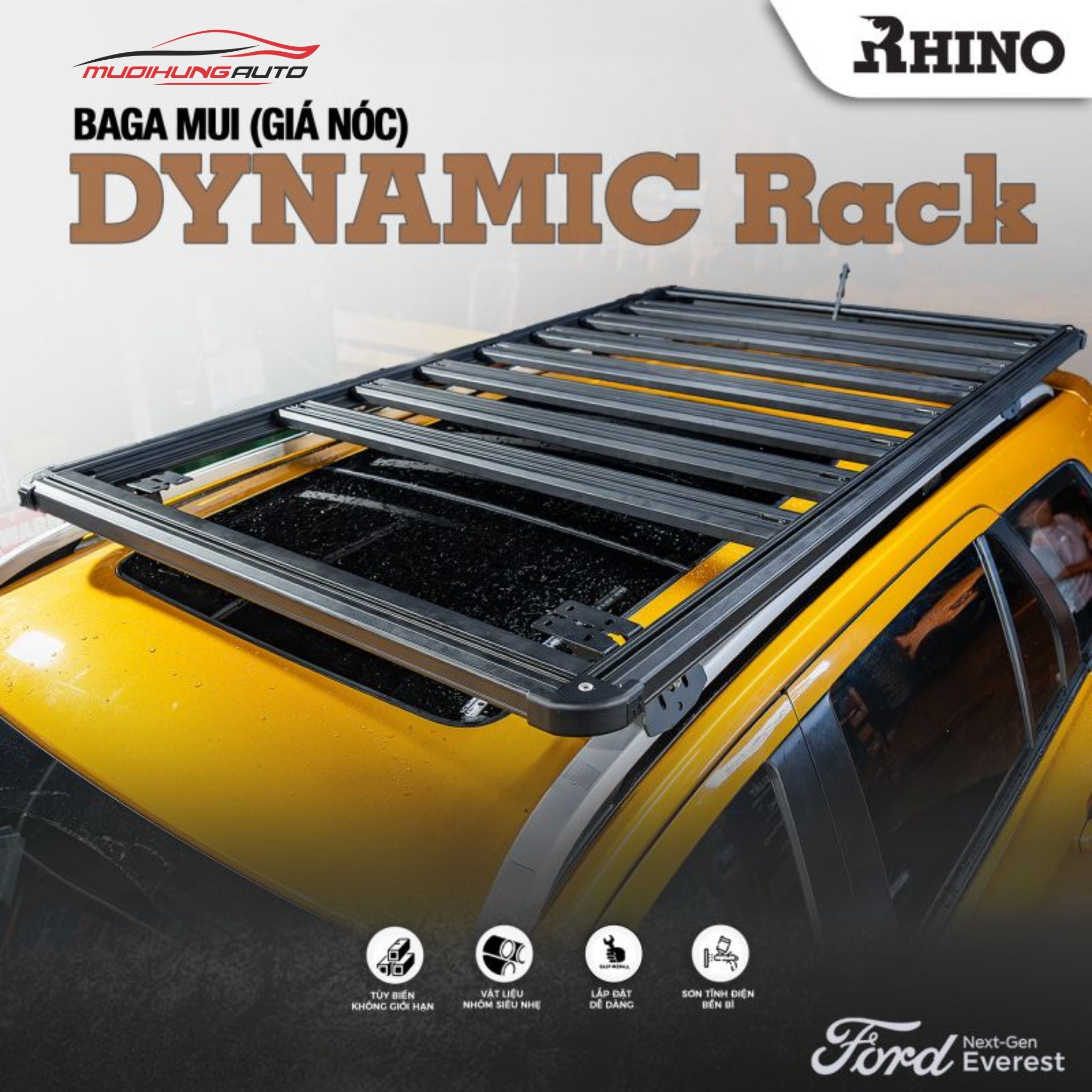 Baga mui Nhôm Rhino Dynamic cho ô tô SUVs