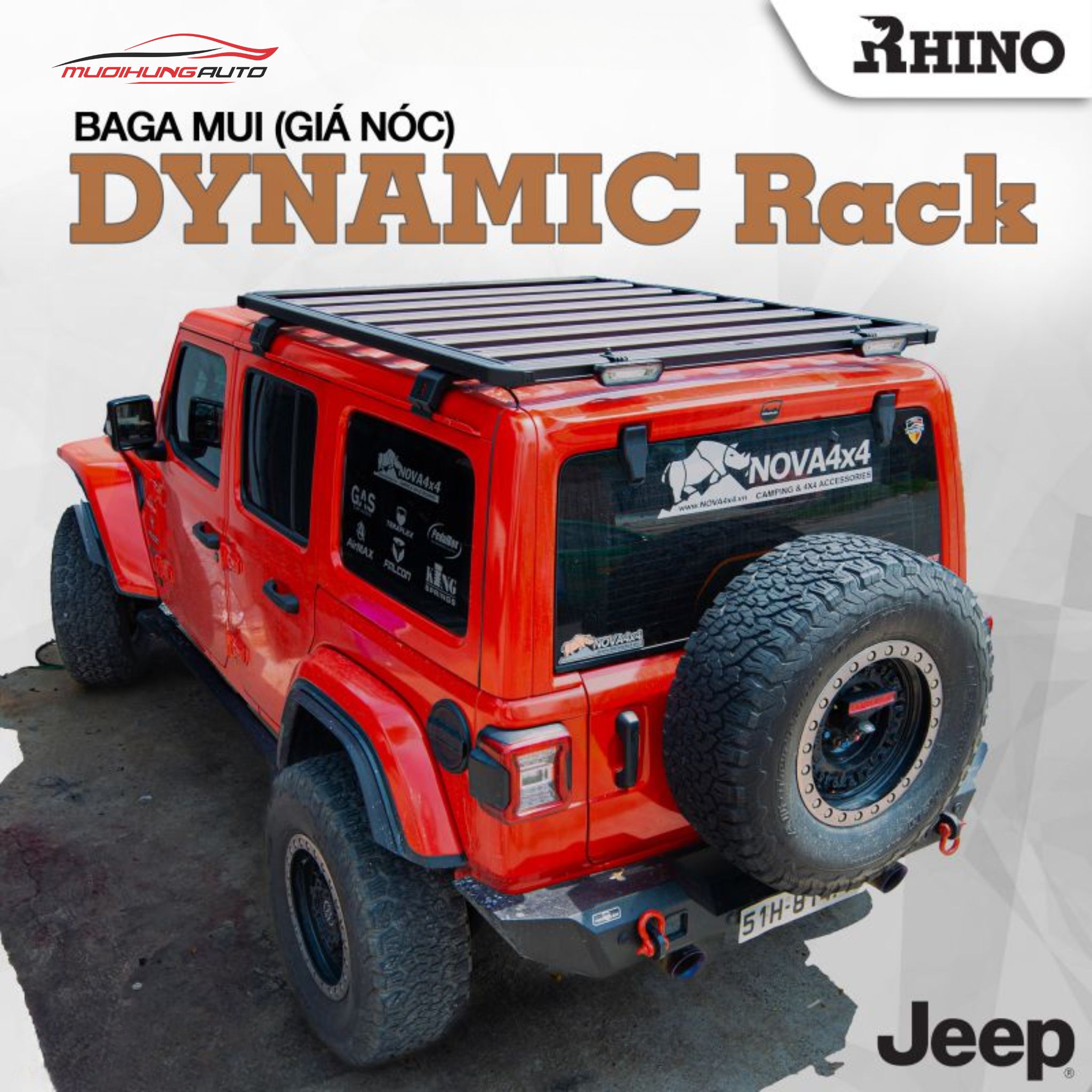 Baga mui Nhôm Rhino Dynamic cho xe Jeep