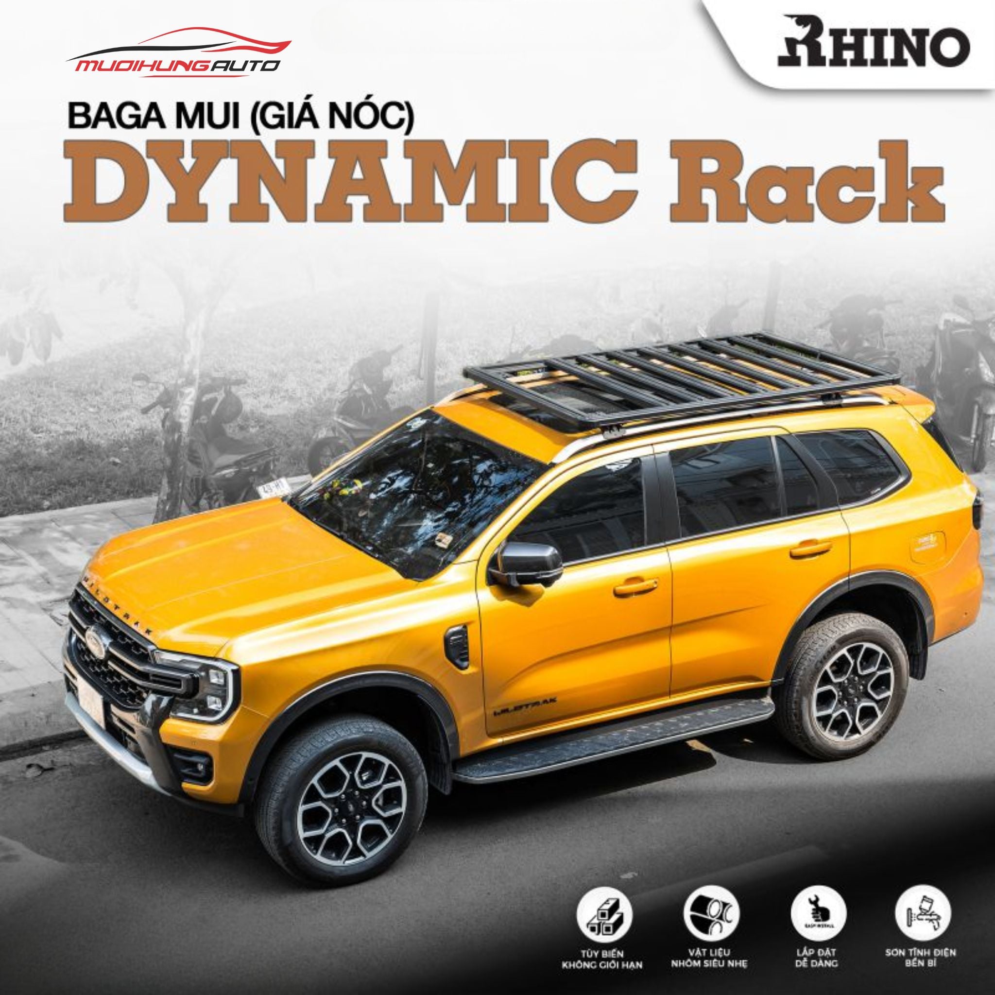 Baga mui Nhôm Rhino Dynamic cho xe SUVs