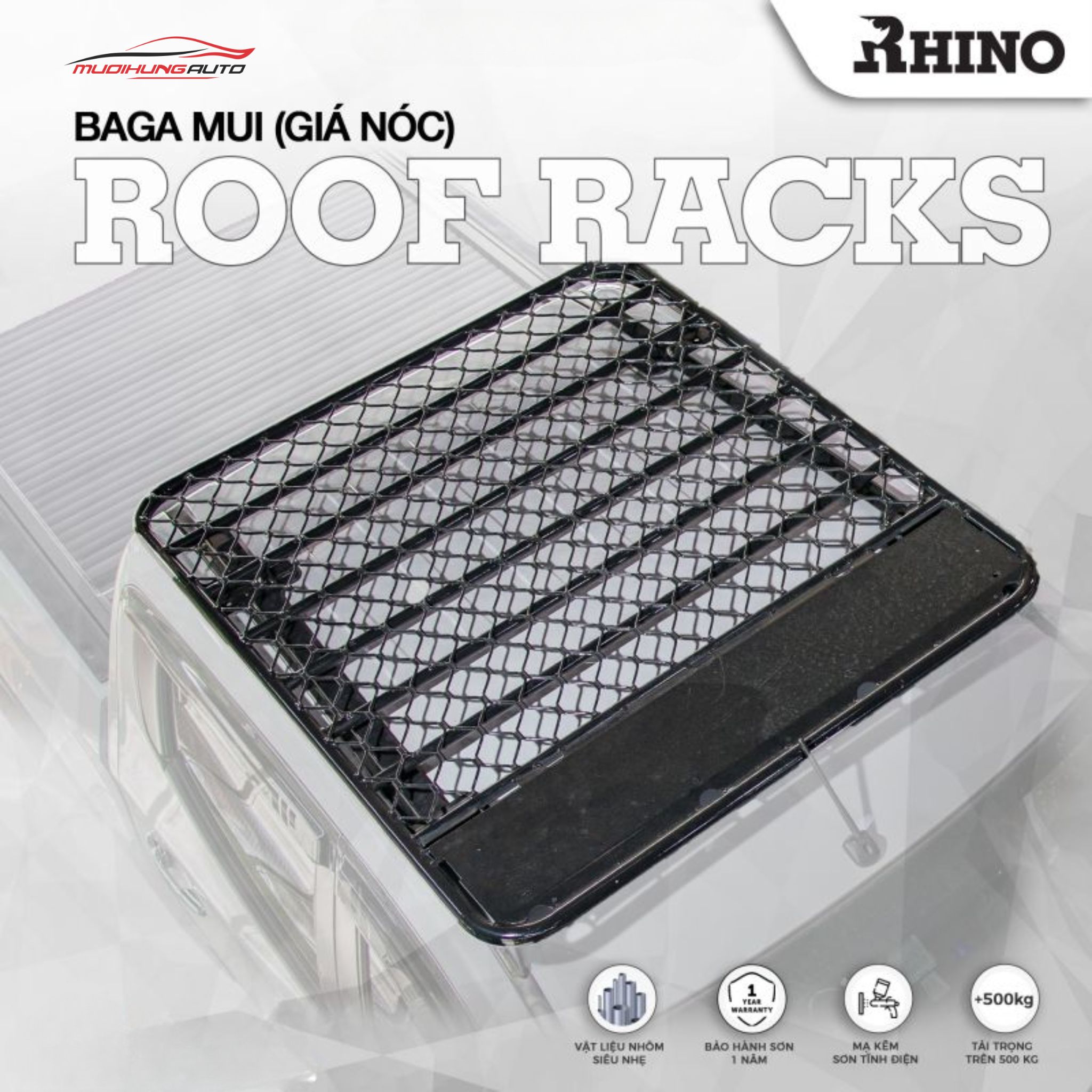 Baga mui nhôm Rhino xe bán tải (Mẫu phẳng)