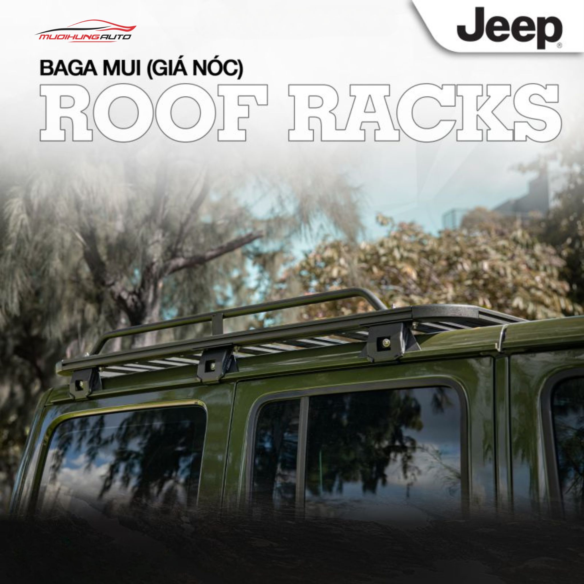 Baga mui vuông nhôm Flat Series xe Jeep Wrangler & Gladiator (Mẫu phẳng)