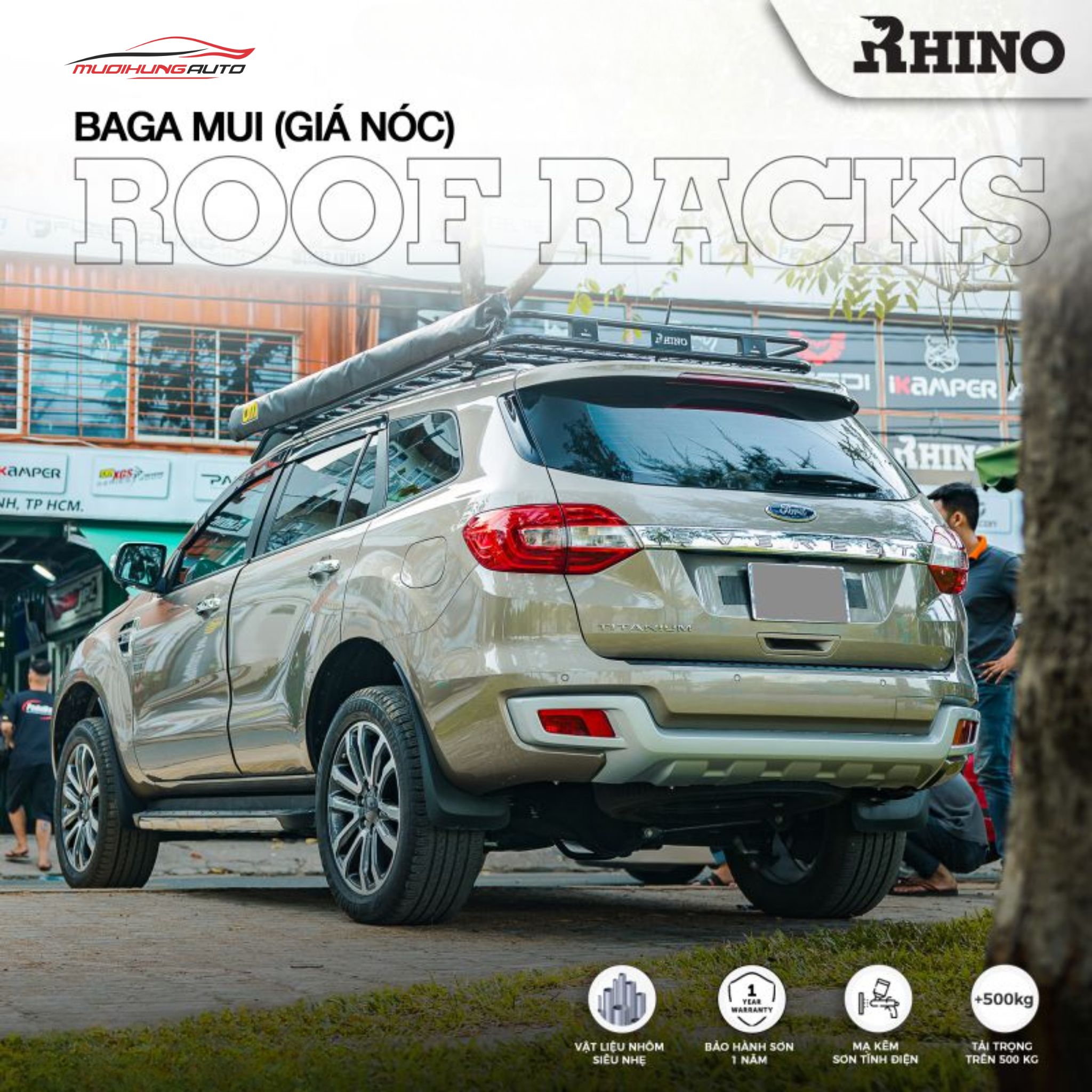 Baga mui vuông nhôm Rhino cho xe SUVs