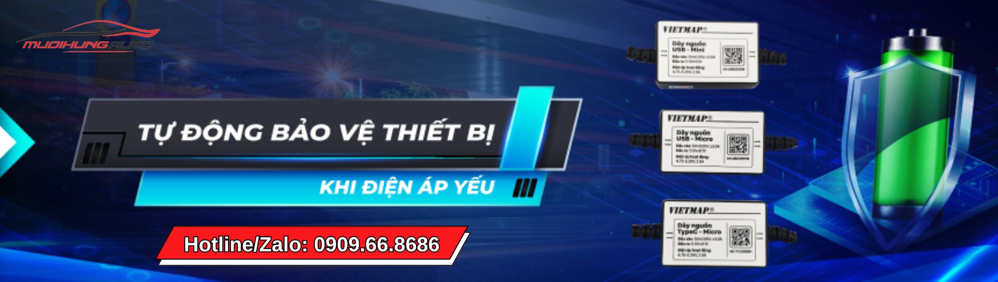 Bộ dây nguồn ô tô Vietmap Type C - Micro USB