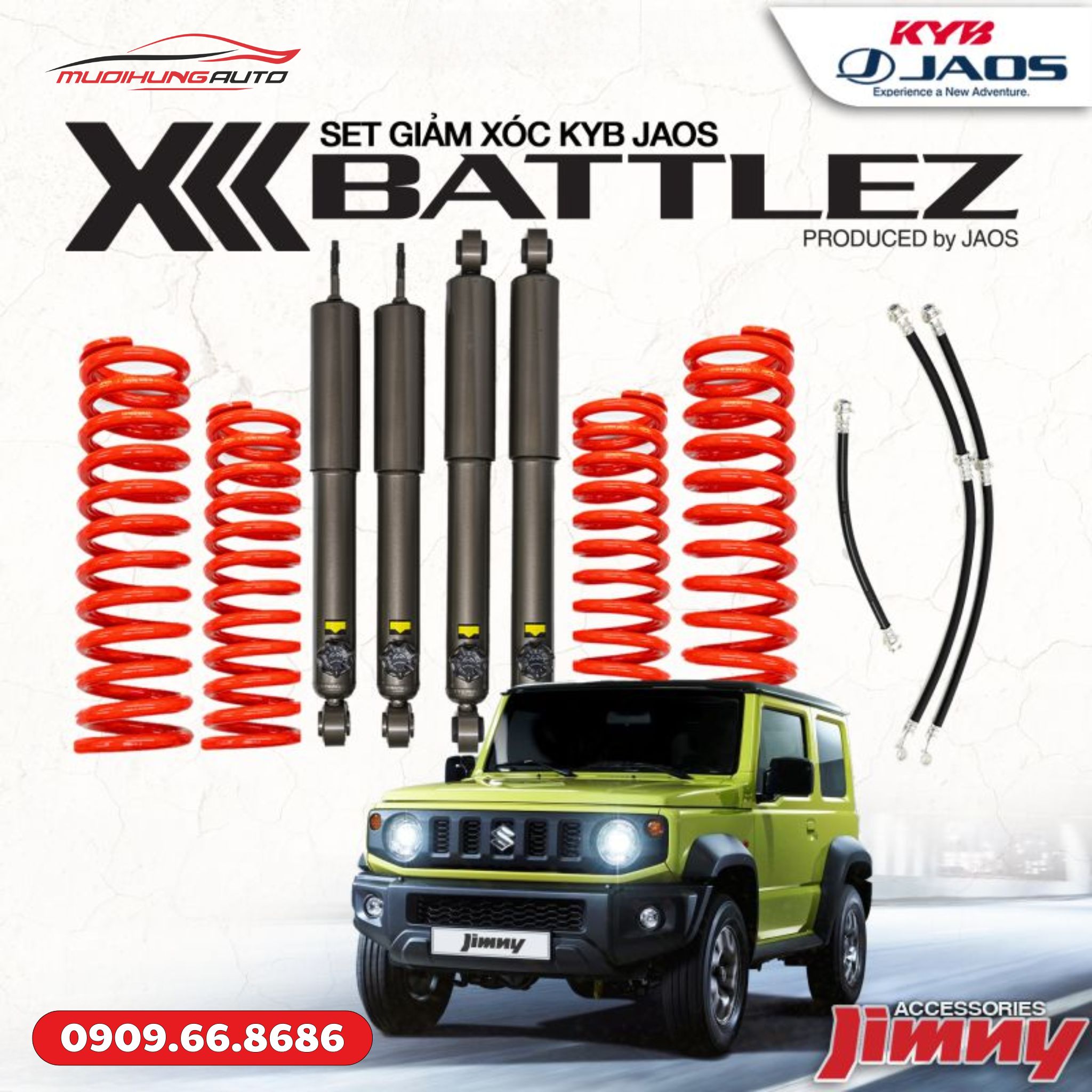 Bộ phuộc giảm xóc KYB JAOS Battlez xe Suzuki Jimny JB74 Series