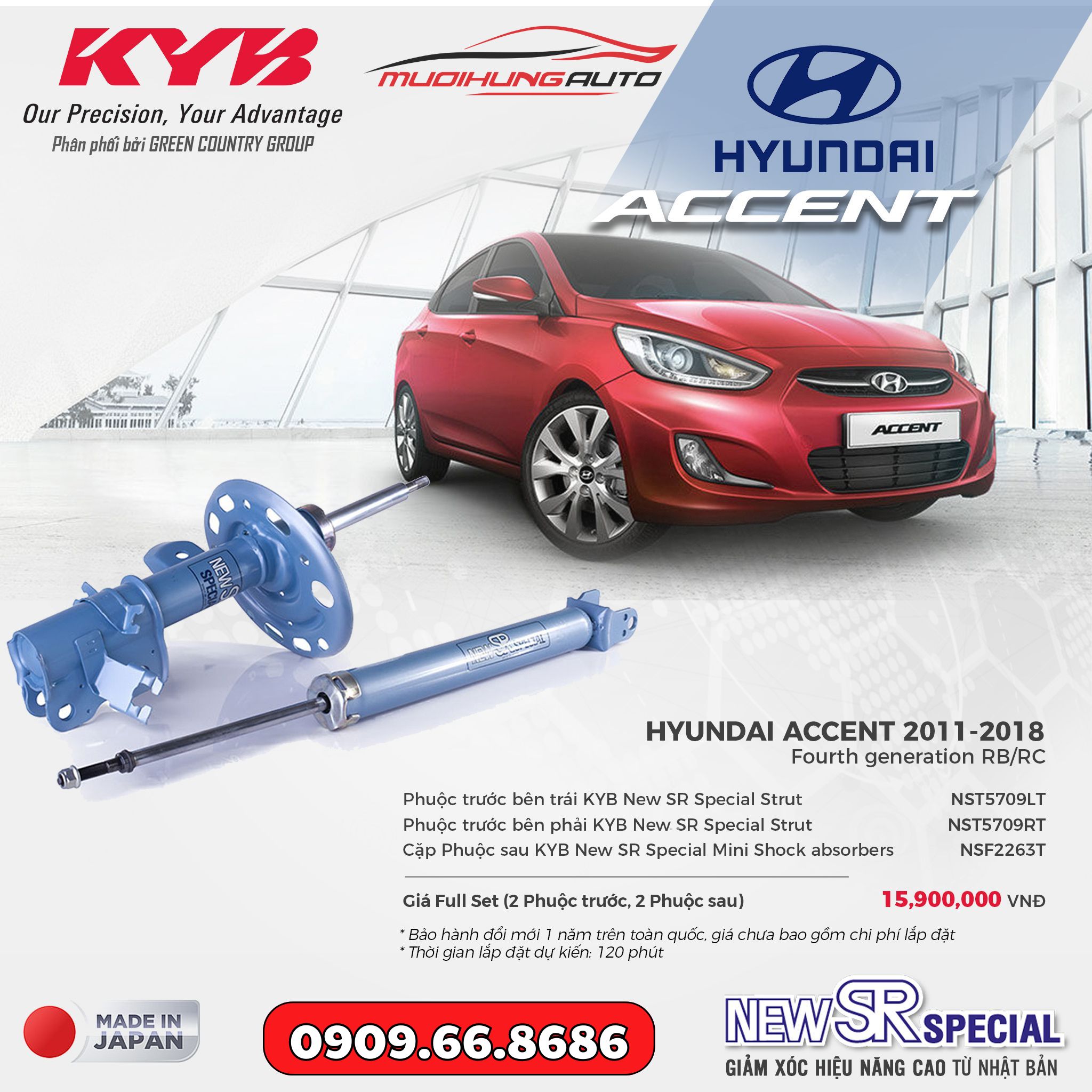 Bộ phuộc giảm xóc KYB New SR Special xe Hyundai Accent