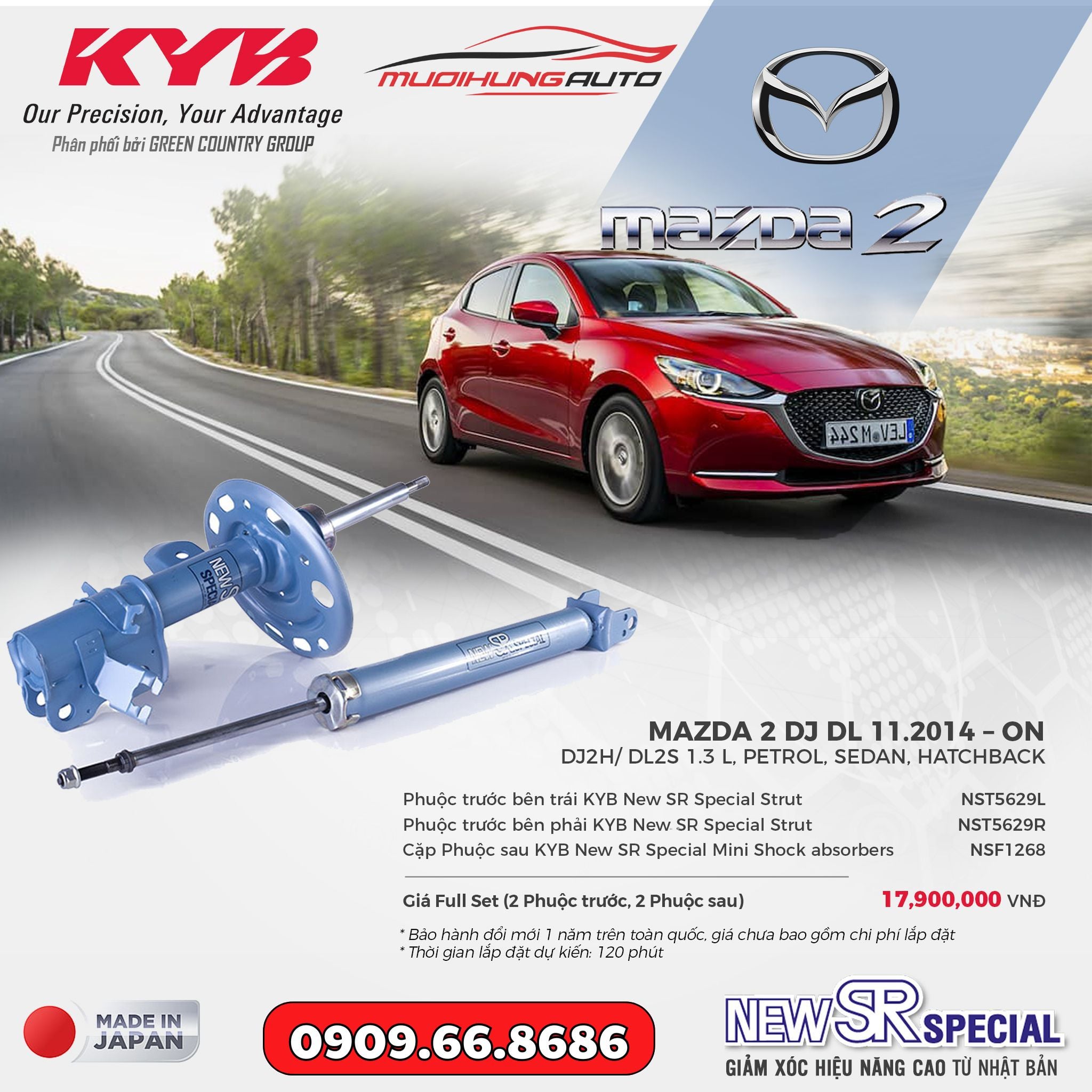 Bộ phuộc giảm xóc KYB New SR Special xe Mazda 2