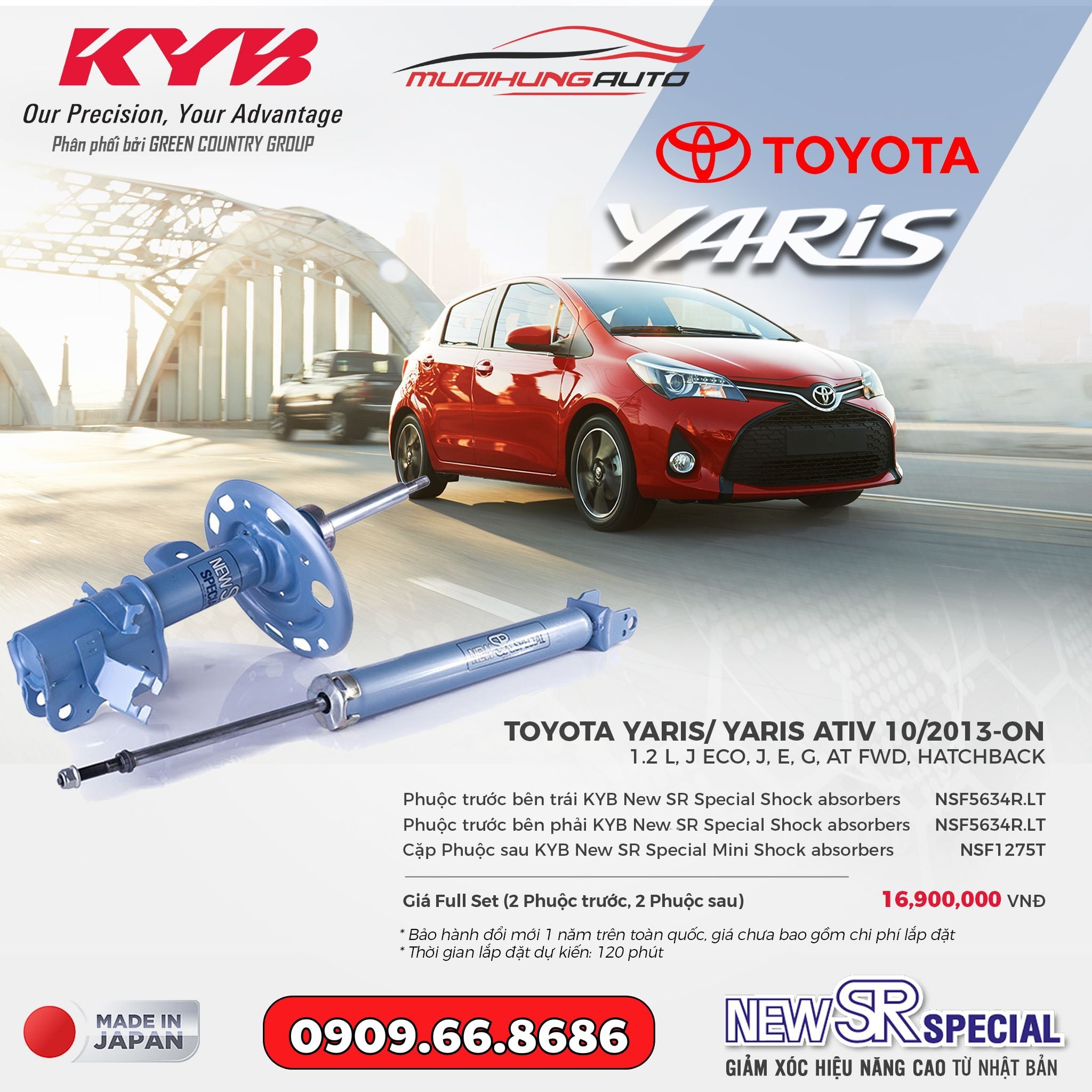 Bộ phuộc giảm xóc KYB New SR Special xe Toyota Yaris