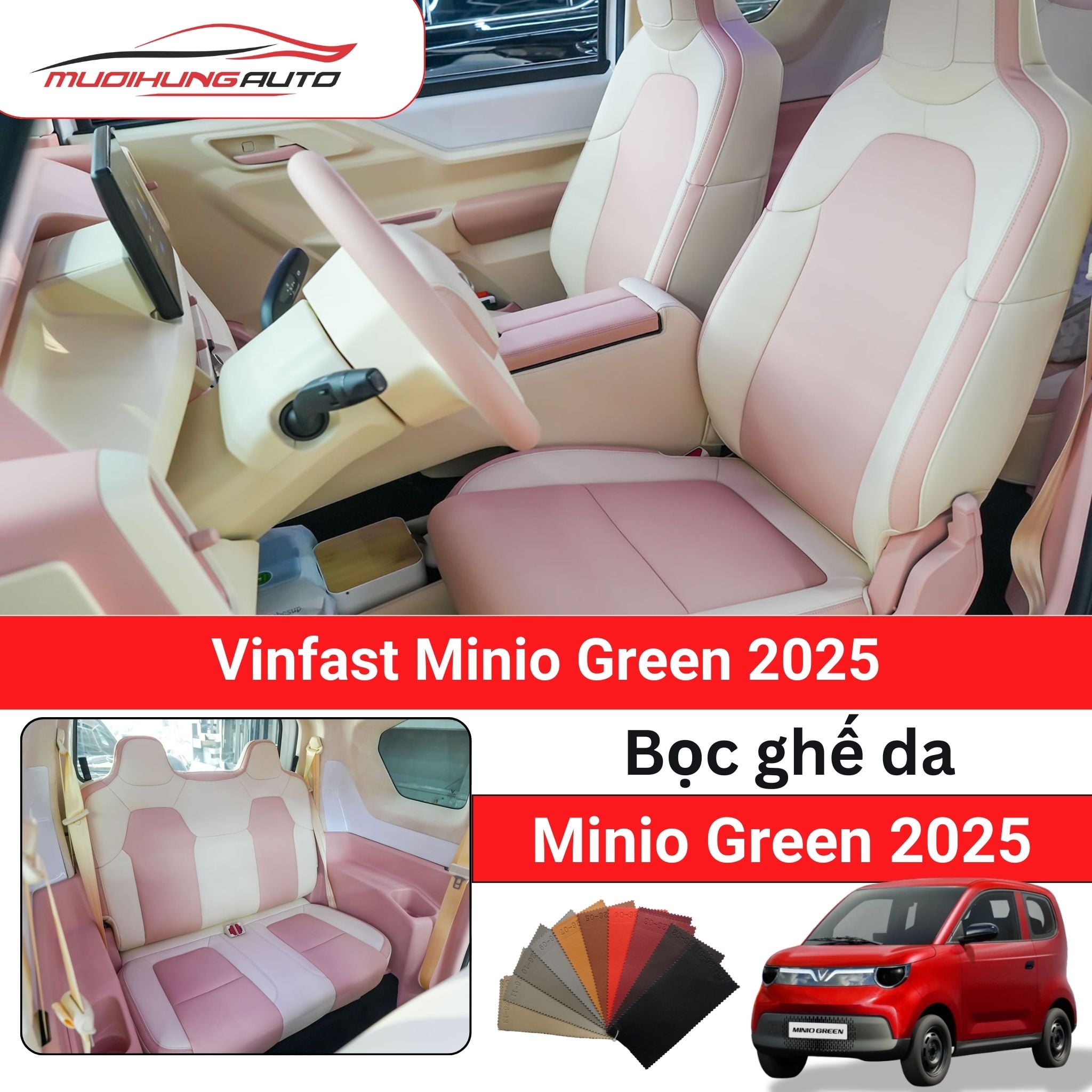 Bọc ghế da ô tô Vinfast Minio Green