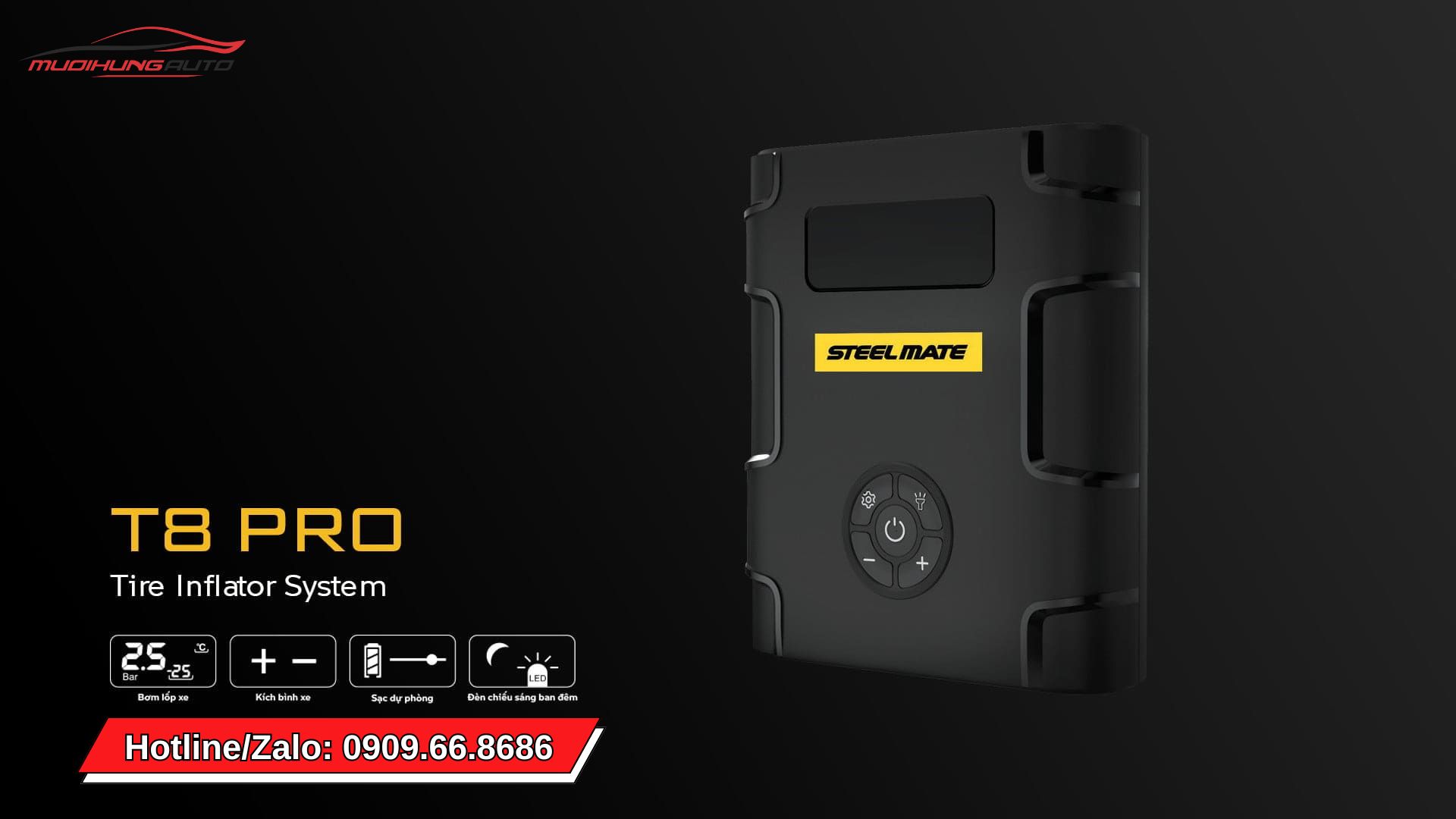 Bơm lốp kích bình Steelmate T8 Pro