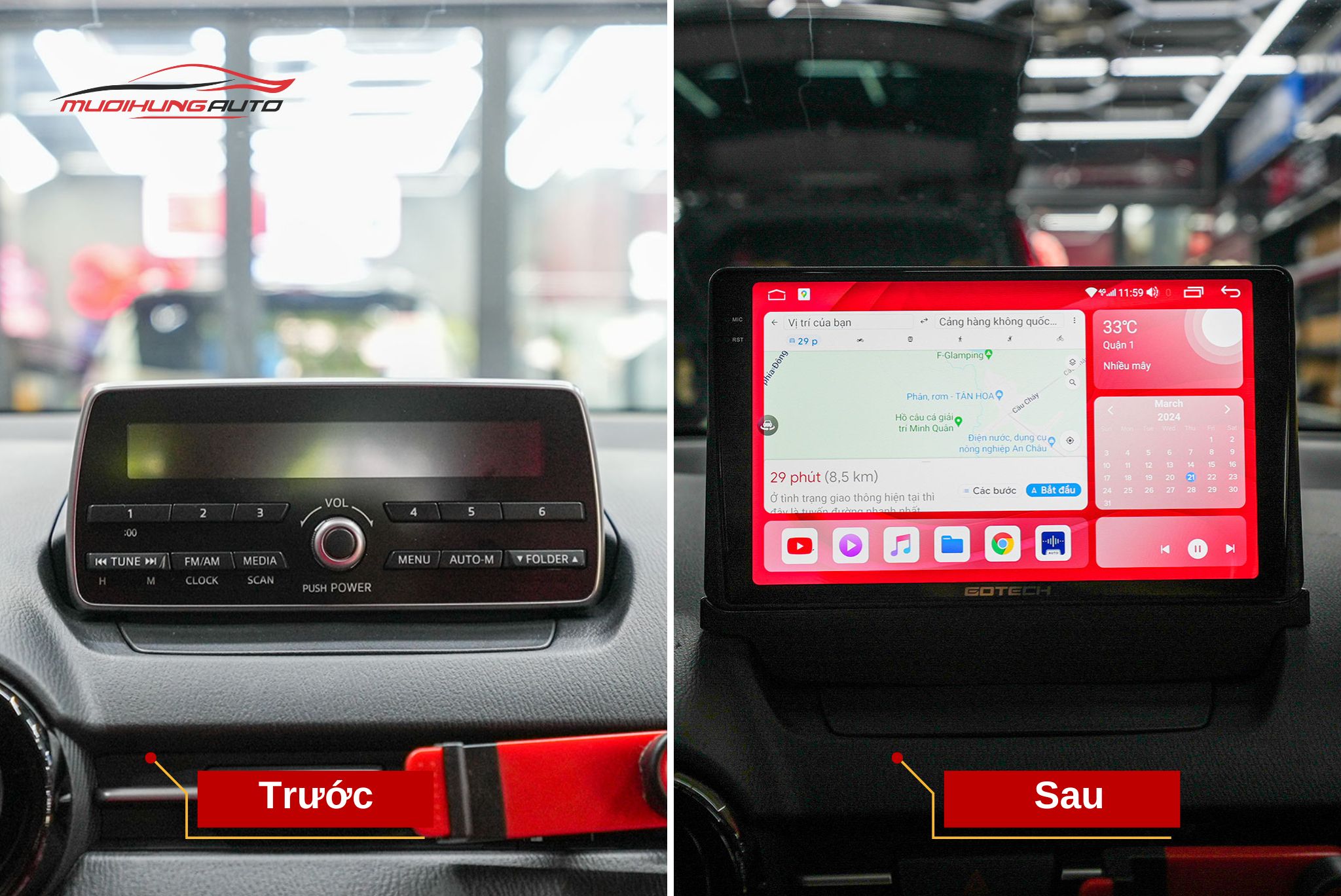 Lắp Màn Hình Gotech GT2K Cho Xe Ô Tô Mazda 2 2024