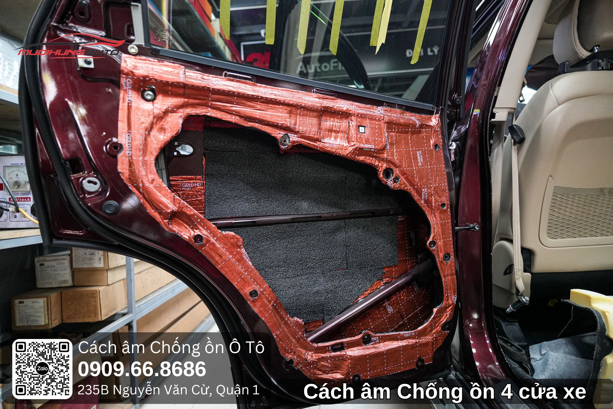 Cách âm chống ồn 4 cửa xe 7 chỗ