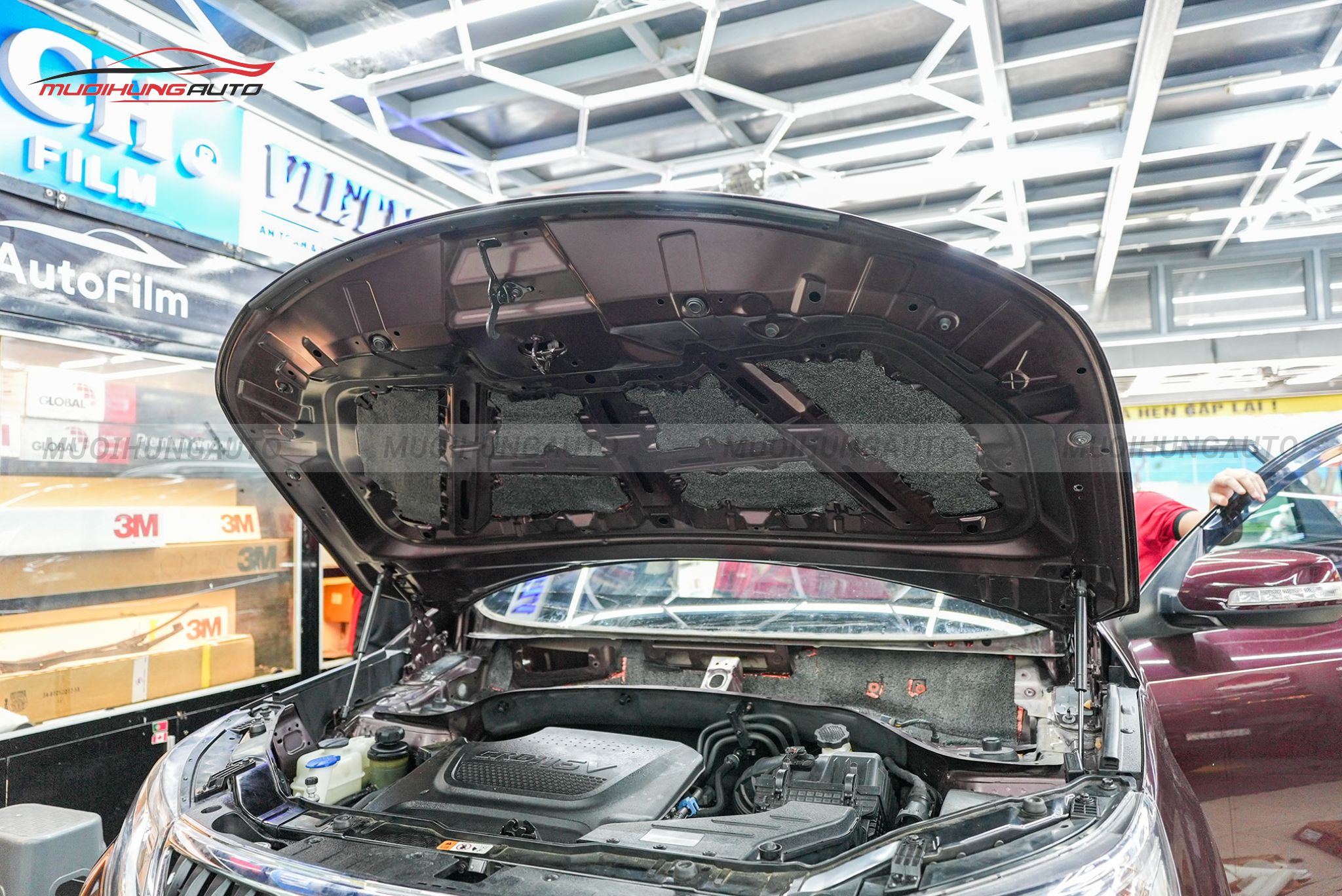 Cách âm chống ồn nắp capo Kia Sorento 2016