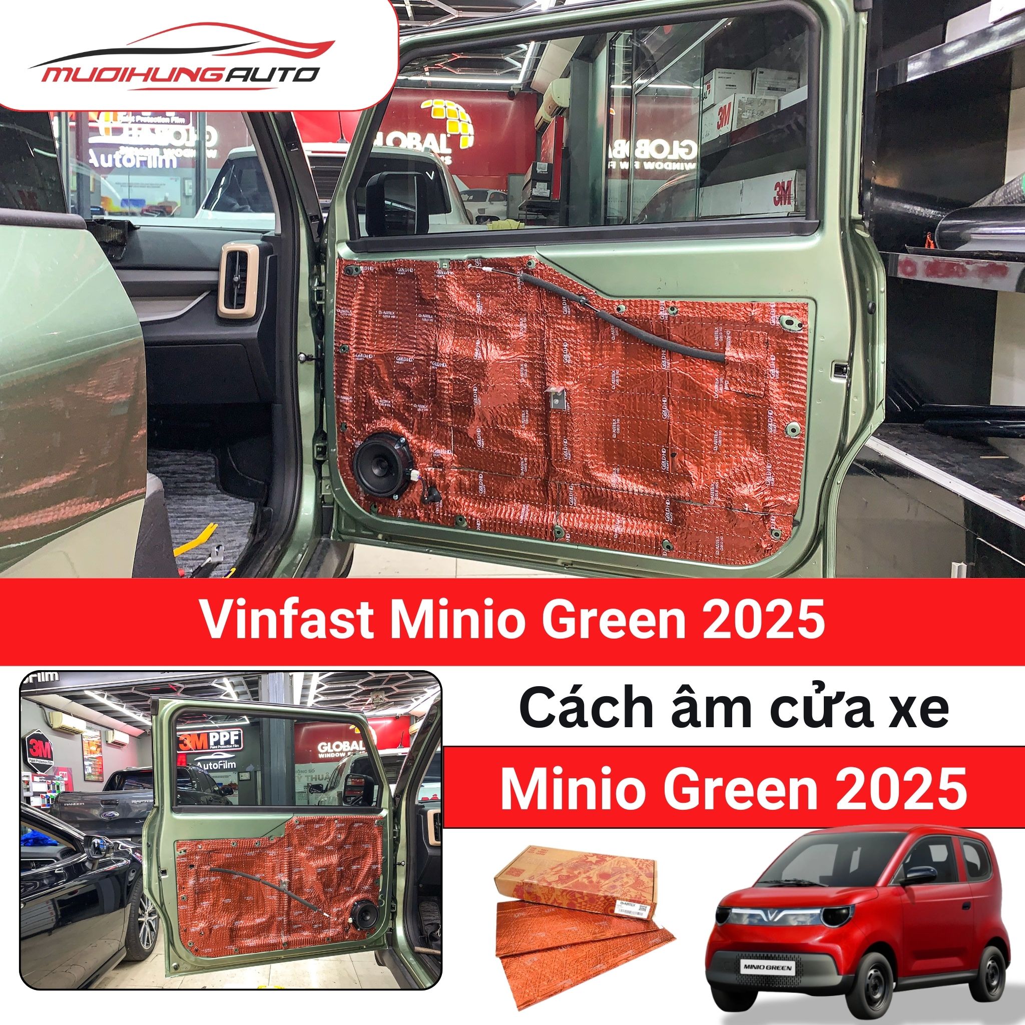 Cách âm cửa xe ô tô Vinfast Minio Green