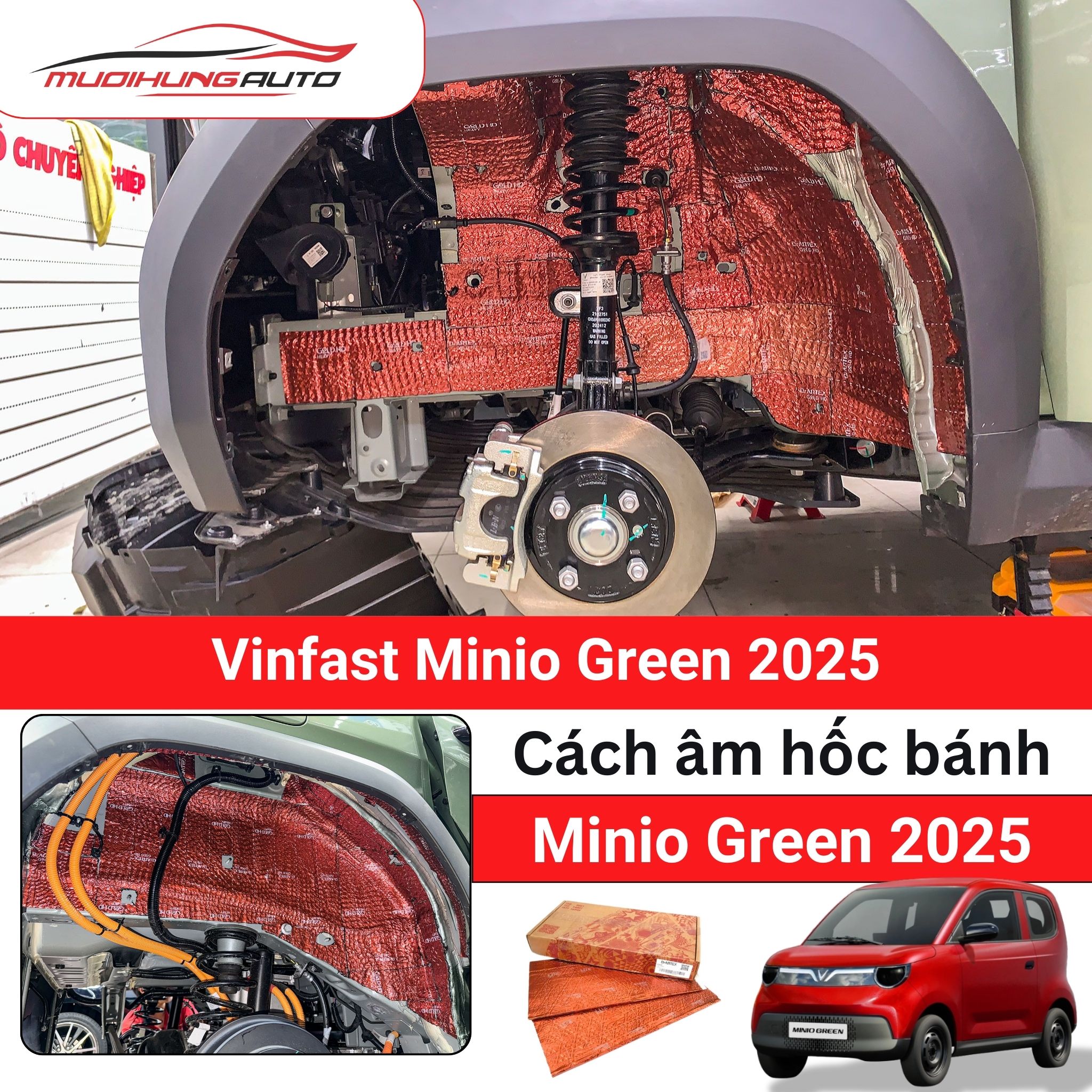 Cách âm hốc bánh ô tô Vinfast Minio Green
