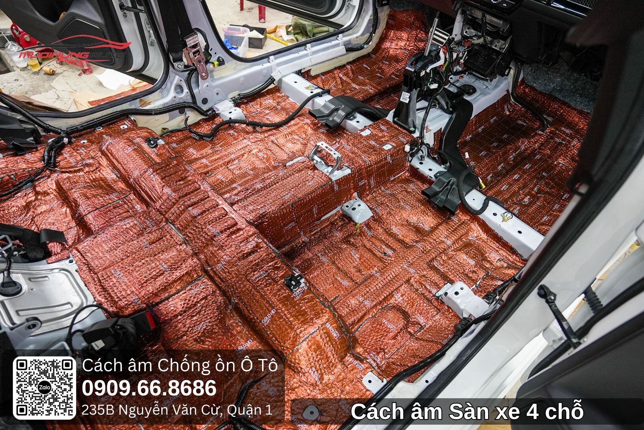 cách âm sàn xe 4 chỗ